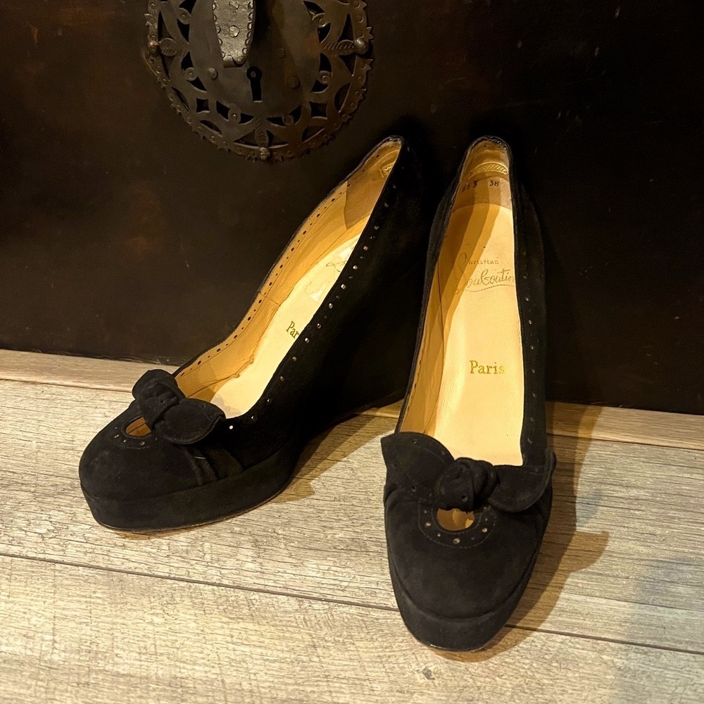 Christian Louboutin Authentic Suede Wedge Heels 38